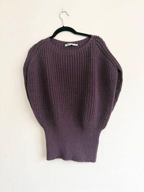 ZARA Purple Dolman Sleeve Chunky Knit Top NWT Flaw